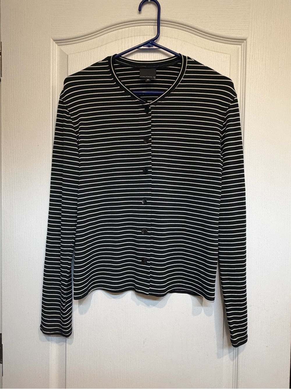 Black & White Striped Button-Front Women's Cardigan